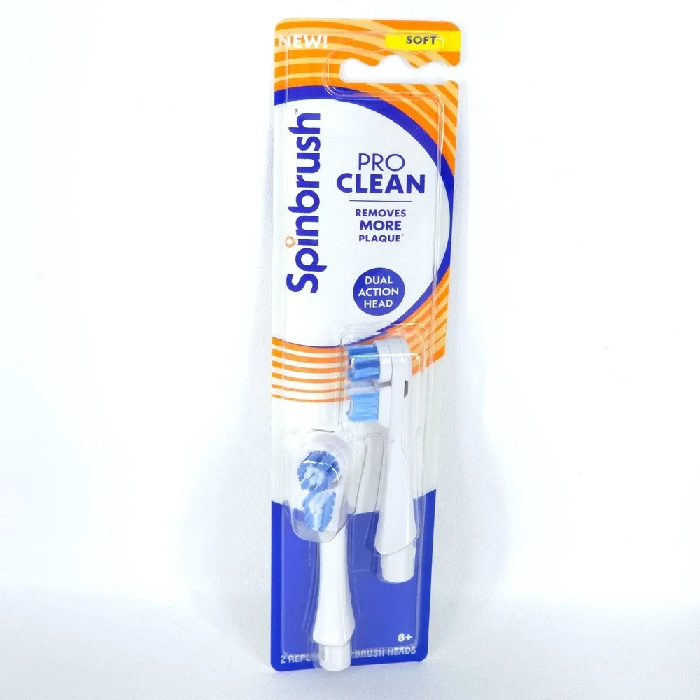 4x Spinbrush Pro Clean Replacement Brush Heads Soft 2 Year Supply Dual Action